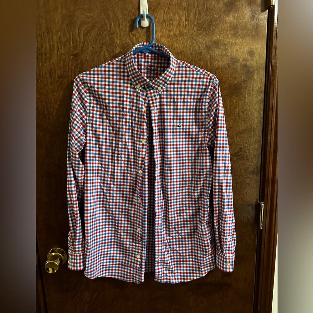 Kids Red and Blue Checkered performance material Shirt